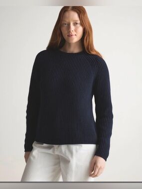Quince | 100% Organic Cotton Fisherman Crew Sweater | Navy XS